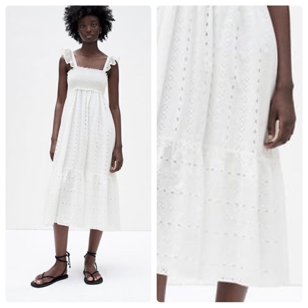 Zara OPENWORK EMBROIDERED DRESS
